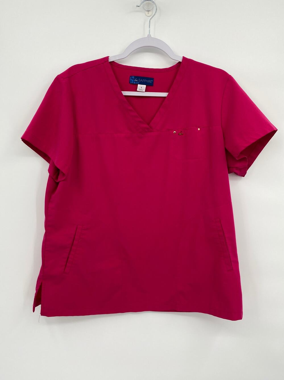Koi Sapphire Cora 294 V-Neck Short Sleeve Hot Pink Scrub Top Womens Large
